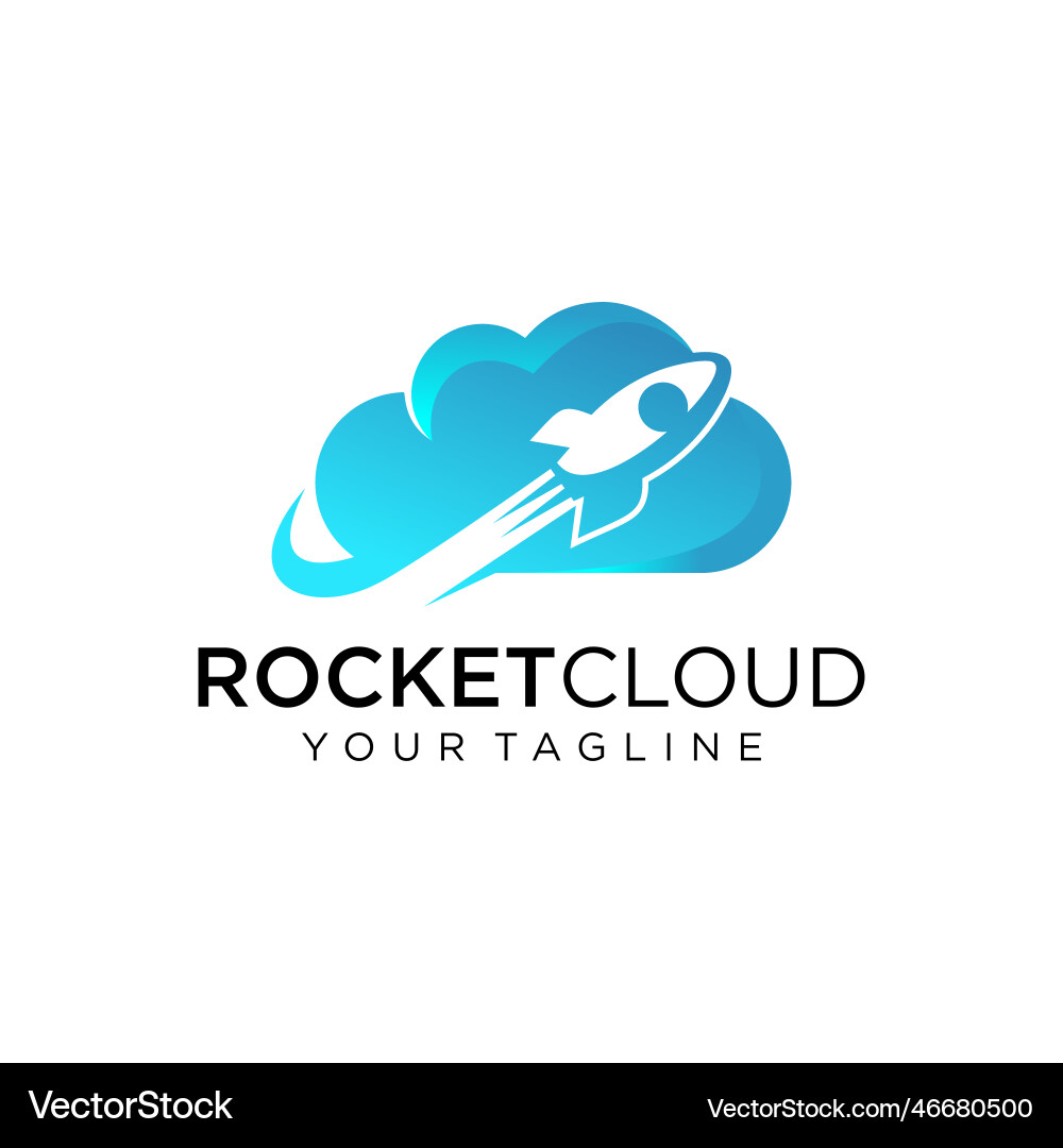 Rocket cloud logo with gradient color style Vector Image