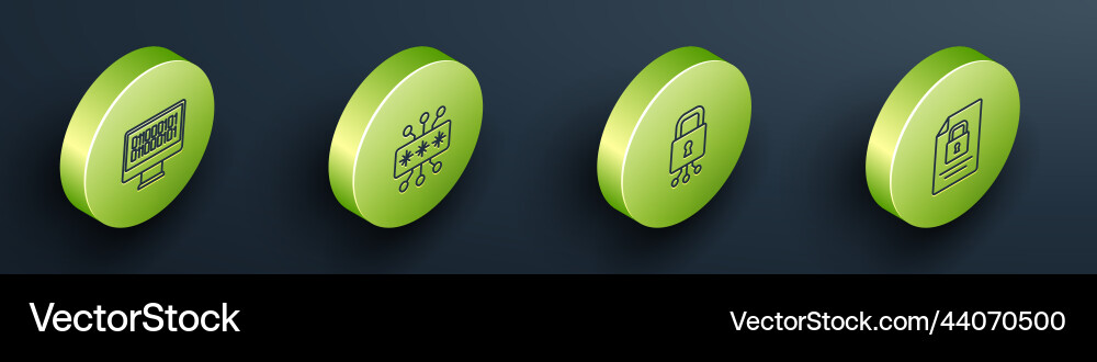 Set isometric line binary code cyber security Set isometric line binary code cyber security vector image