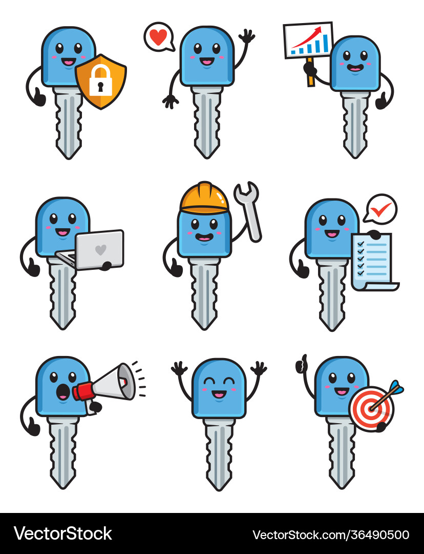 Set key character design vector image
