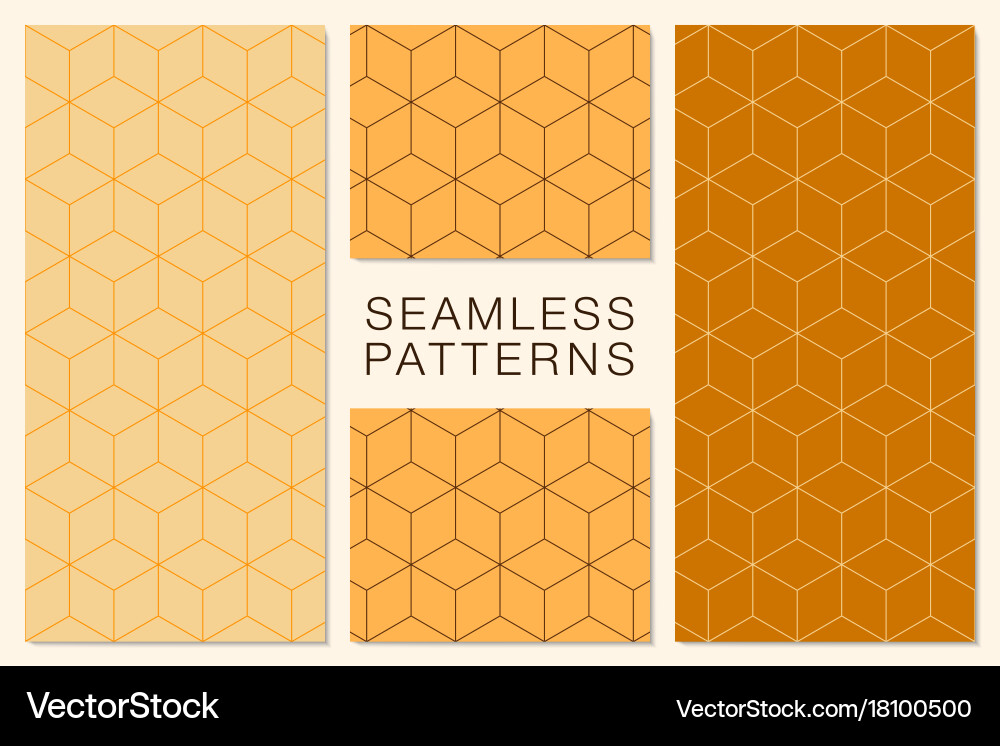 Set of minimalist seamless patterns hexagonal vector image