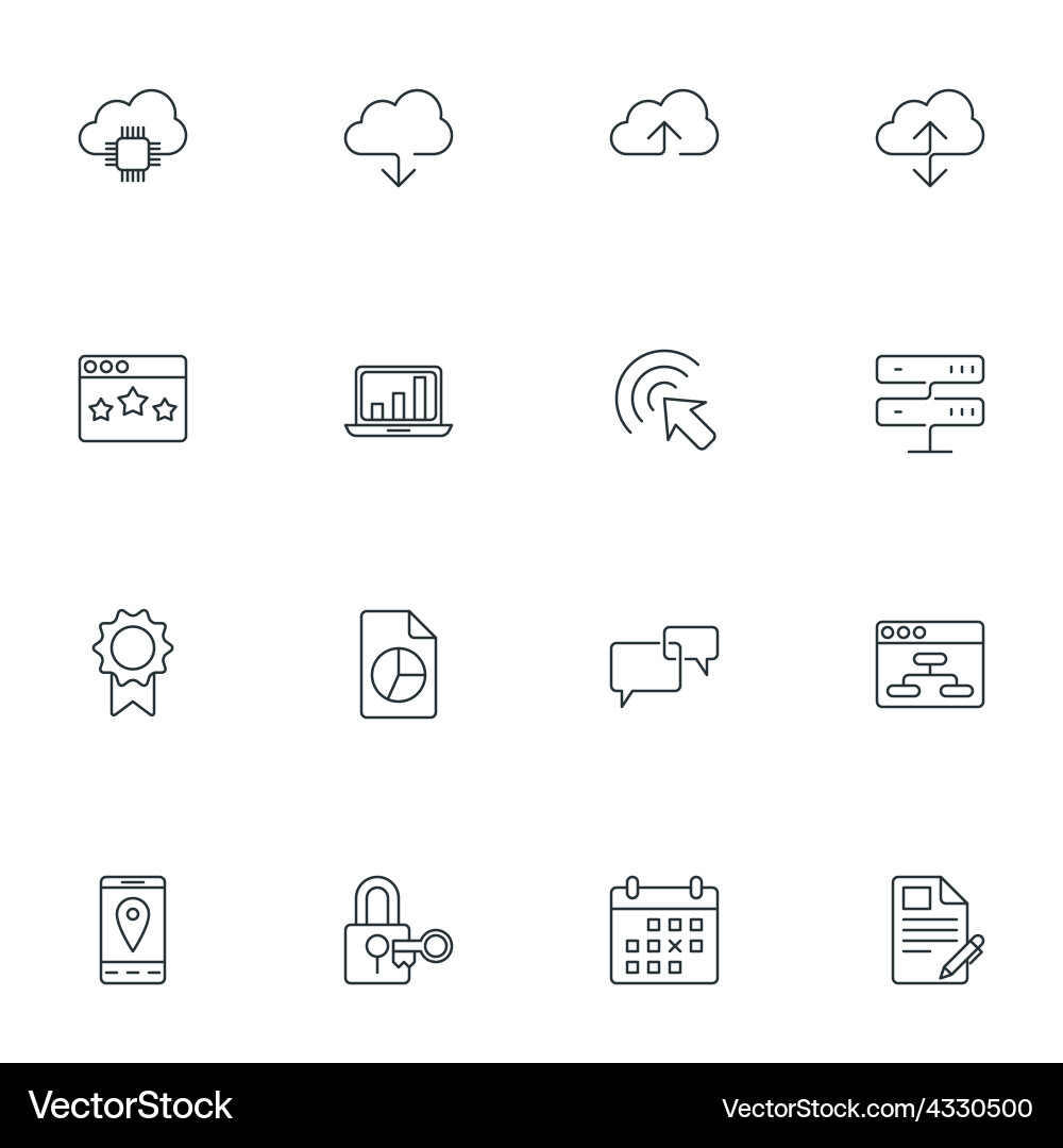 Set of thin line seo and development icons vector image