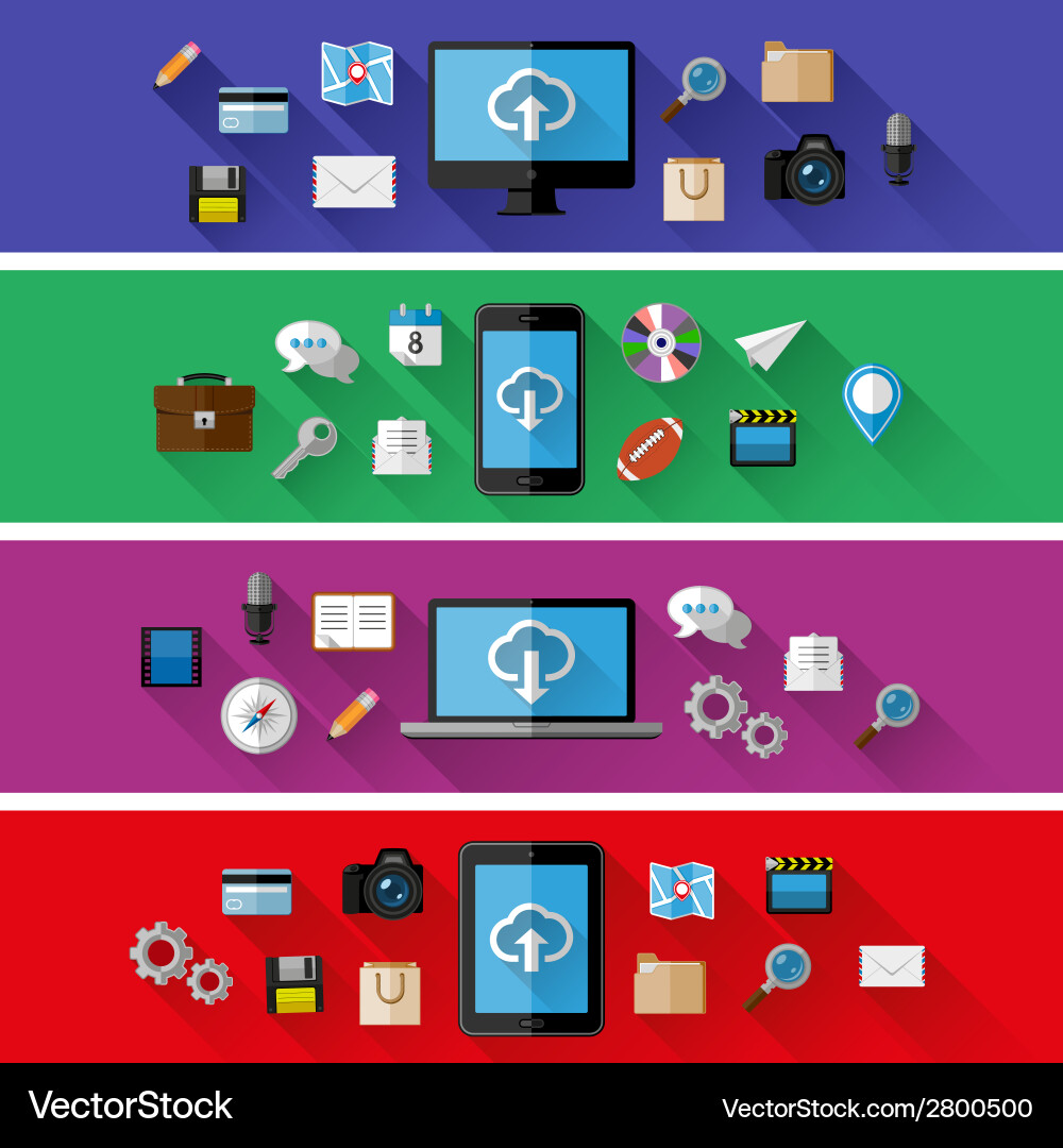 Set of web and business concepts vector image