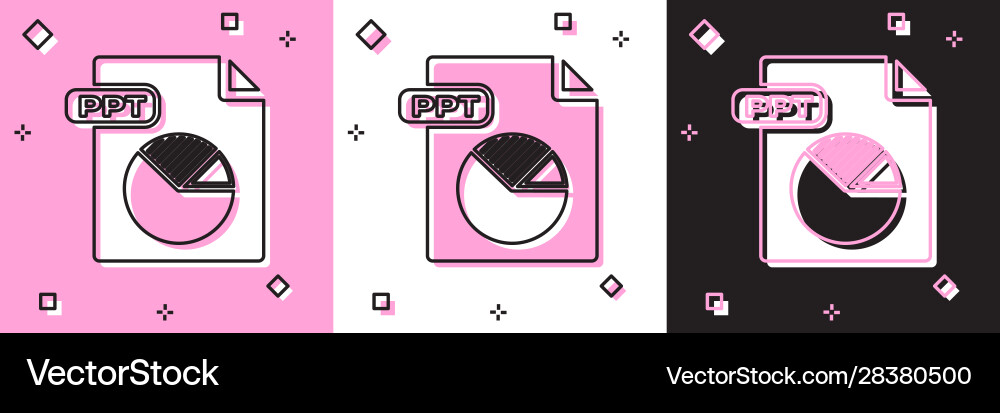 Set ppt file document download button icon Set ppt file document download button icon vector image