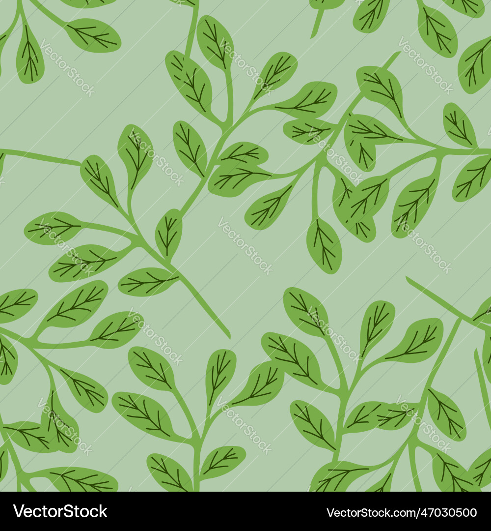 Simple branches with leaves seamless pattern Vector Image