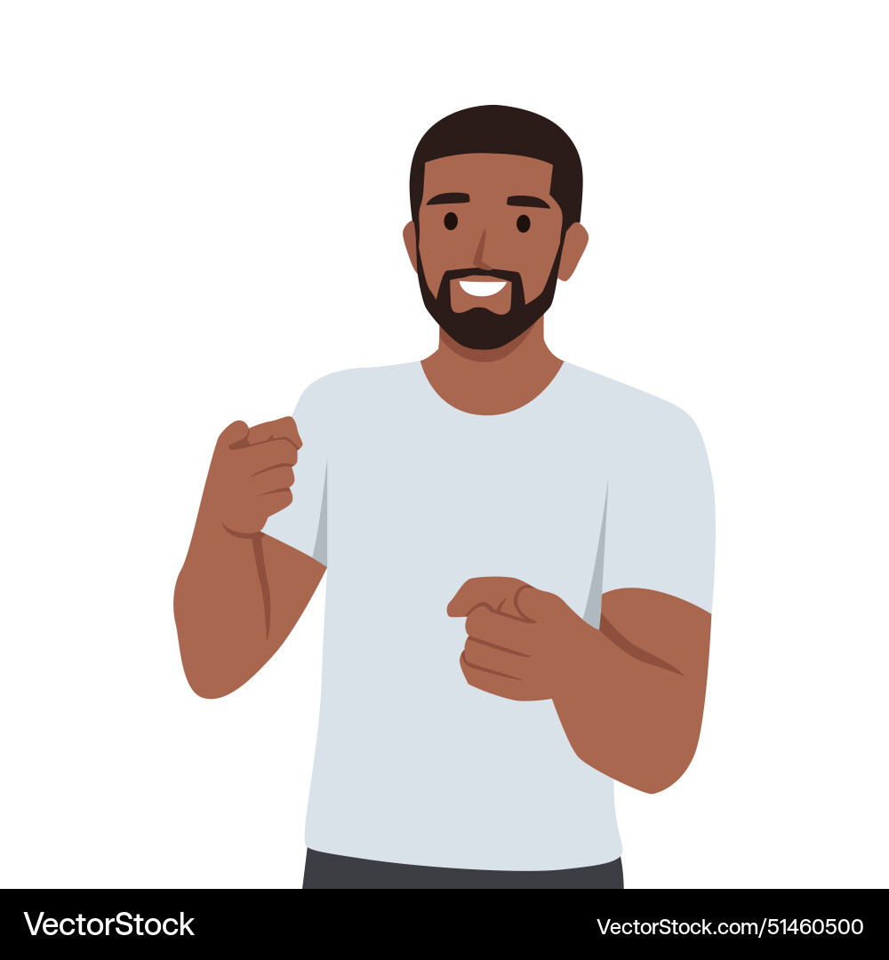 Standing bearded business man pointing with index Standing bearded business man pointing with index vector image