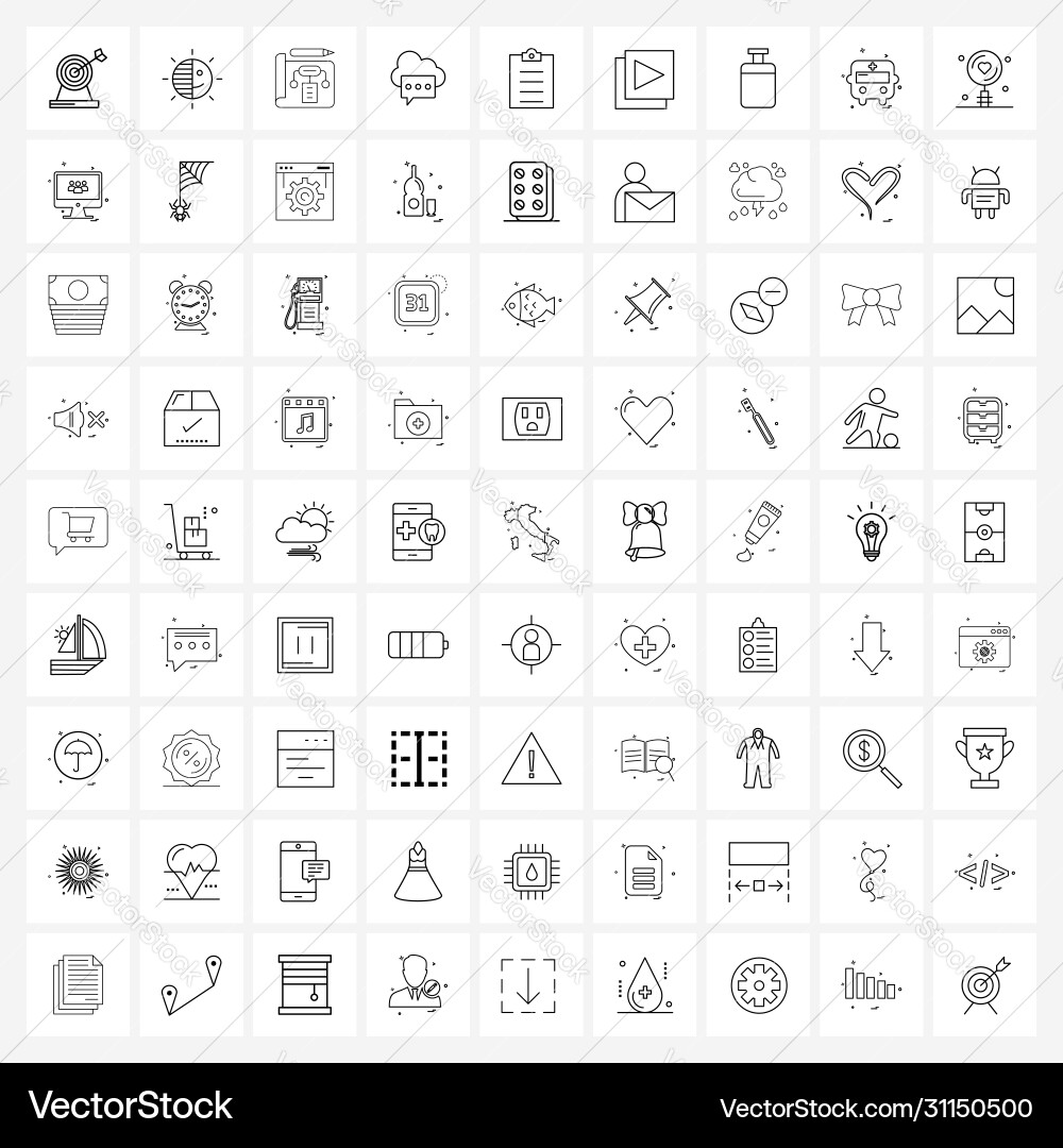 Ui set 81 basic line icons clipboard cloud vector image