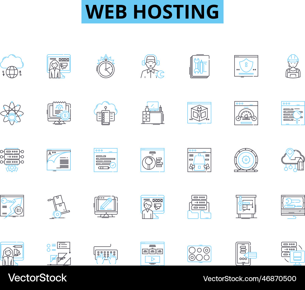 Web hosting linear icons set server Web hosting linear icons set server vector image
