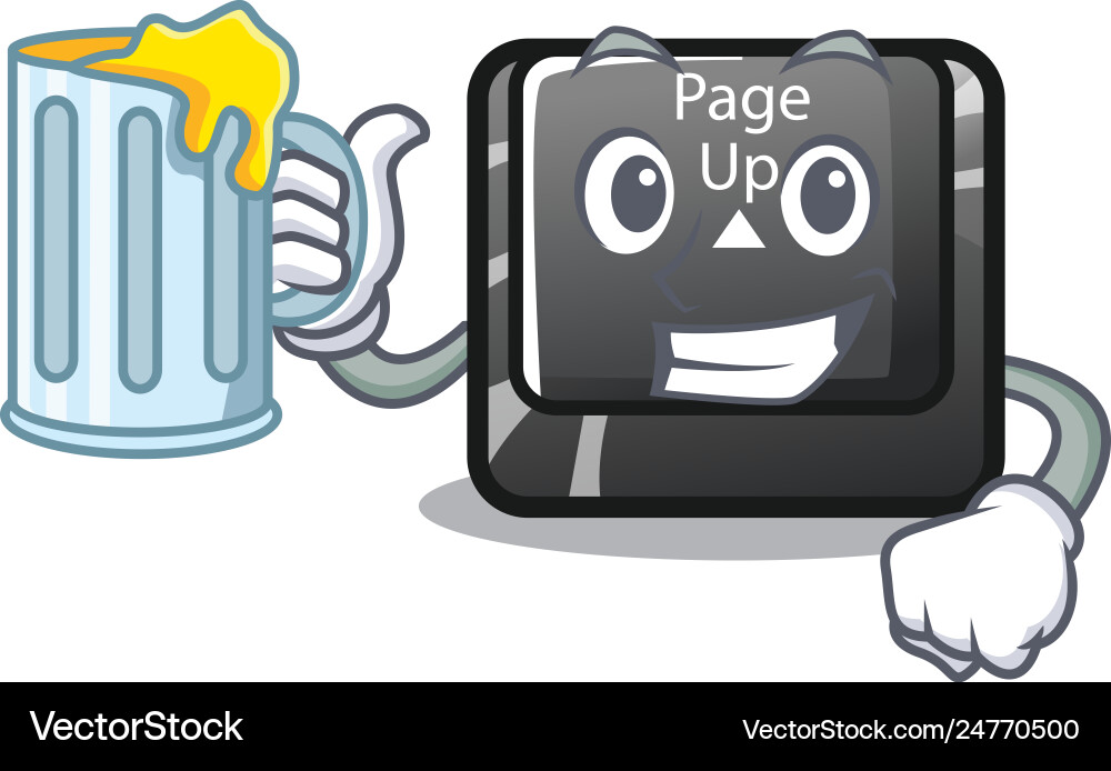 With juice button page up on computer cartoon Vector Image