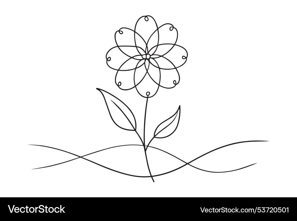 Abstract flower continuous line art isolated Vector Image