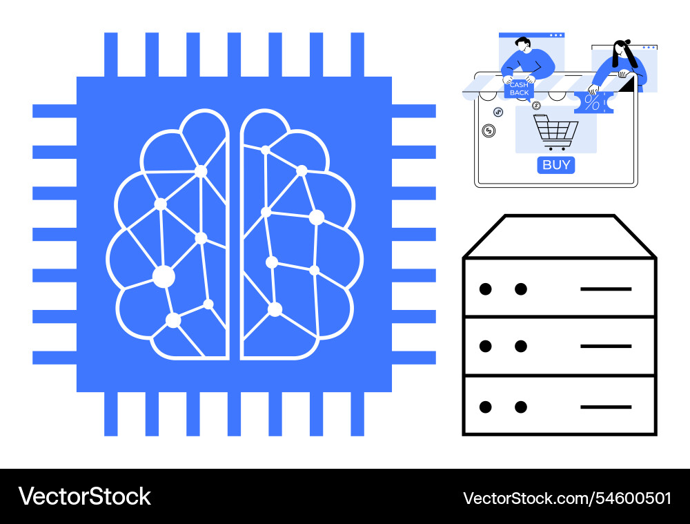 Artificial intelligence in e-commerce neural Artificial intelligence in e-commerce neural vector image