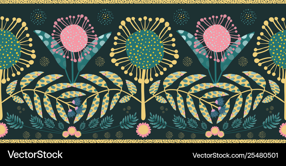 Böhmische Stilgrenze mit rosa und teal Blumen Böhmische Stilgrenze mit rosa und teal Blumen vektorbild