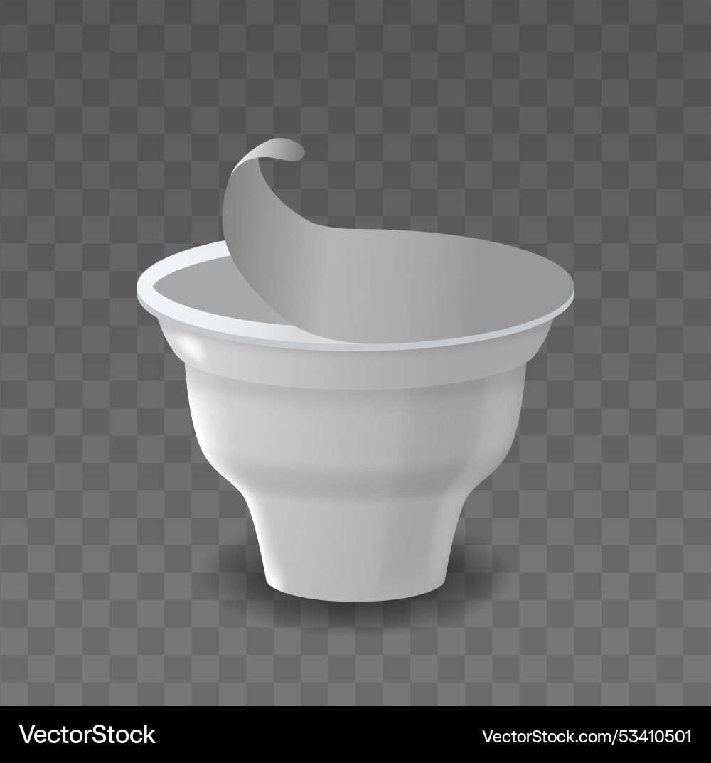 Empty yogurt jar with an open lid on transparent Vector Image