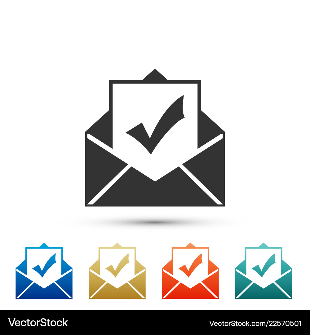 Envelope with document and check mark icon Envelope with document and check mark icon vector image