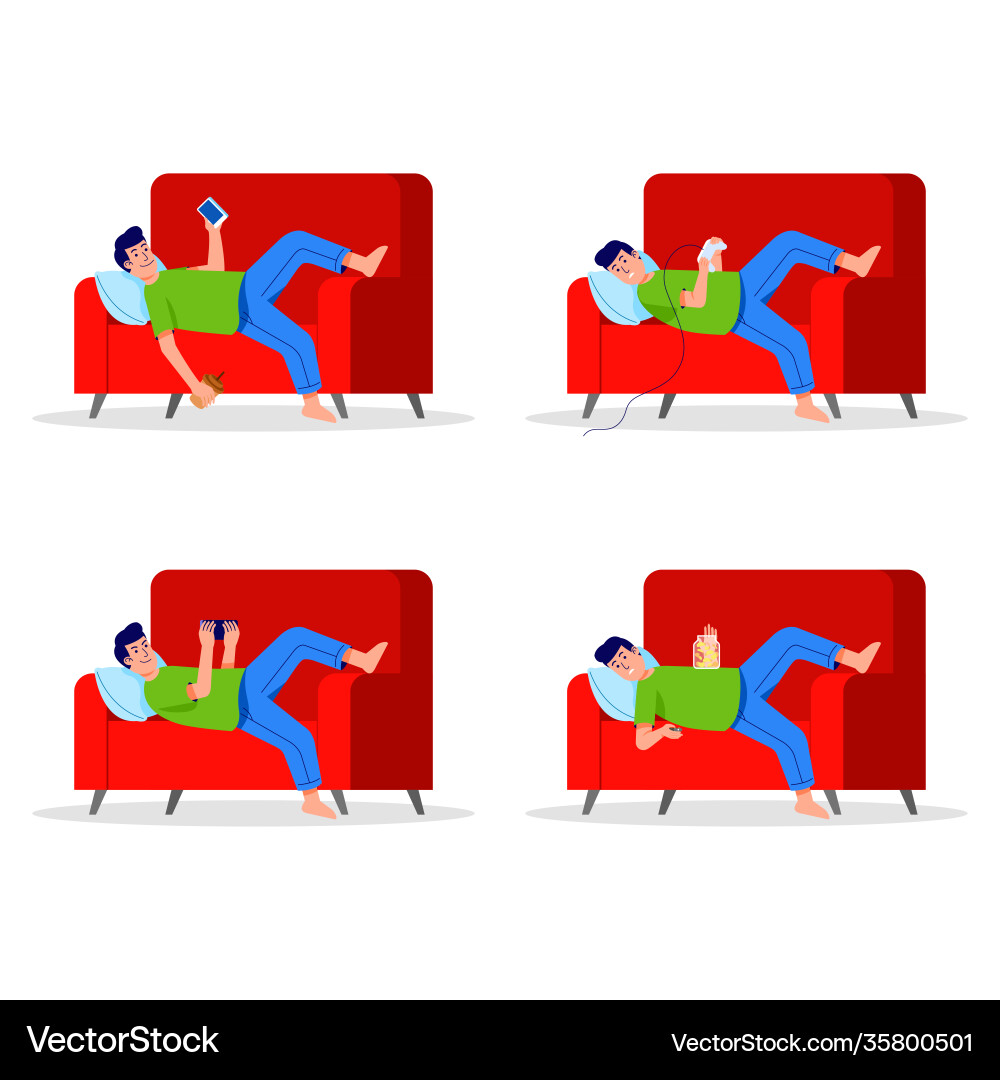 Lazy boy laying down on couch Lazy boy laying down on couch vector image