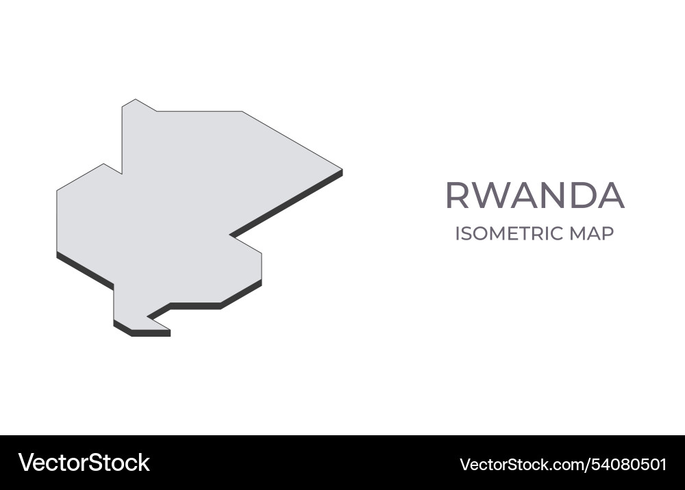 Map of the rwanda in simple isometric form vector image