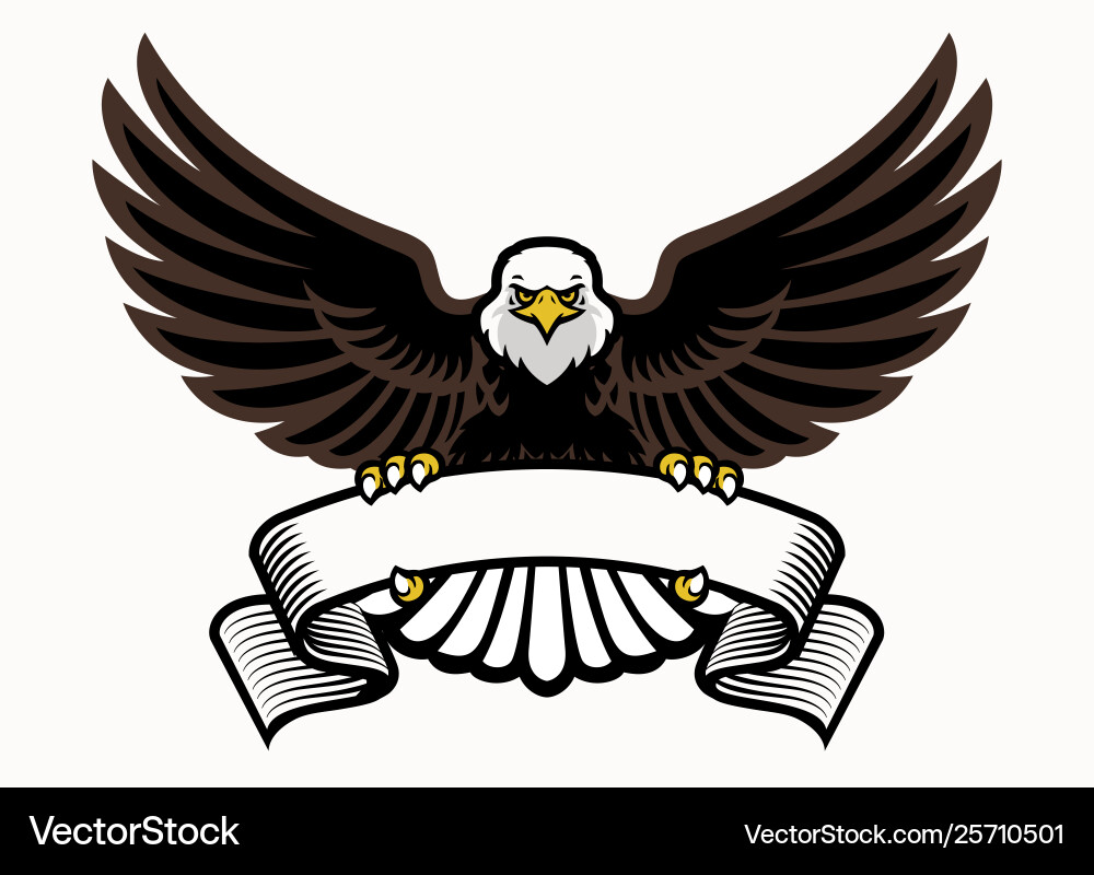 Mascot eagle grip blank ribbon Royalty Free Vector Image