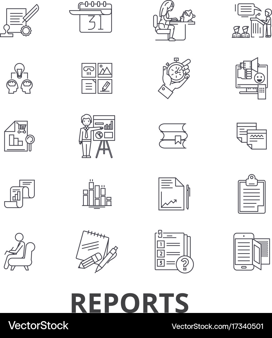 Reports documents analytics paper data vector image