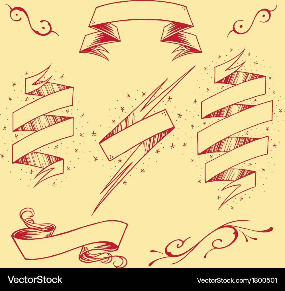 Ribbon & Scroll Set vector image