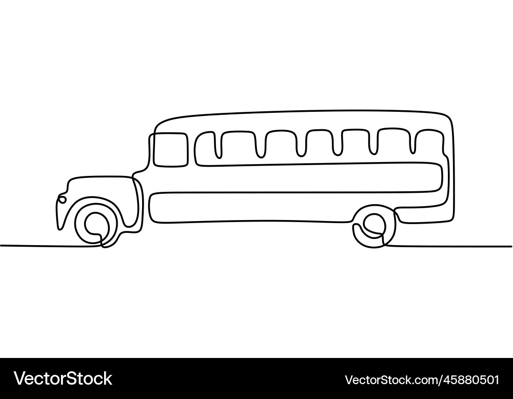 School bus one line drawing continuous single Vector Image