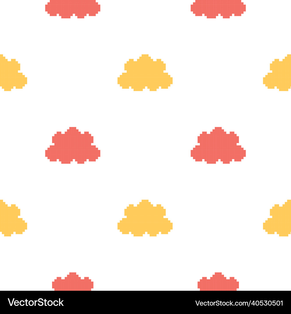 Seamless pattern of colorful clouds with pixel vector image
