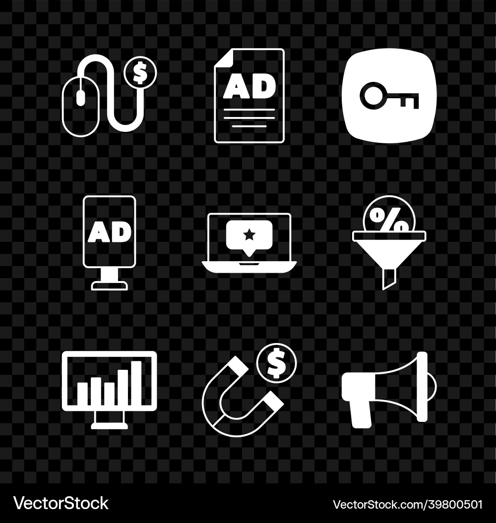 Set advertising key monitor with graph chart Set advertising key monitor with graph chart vector image