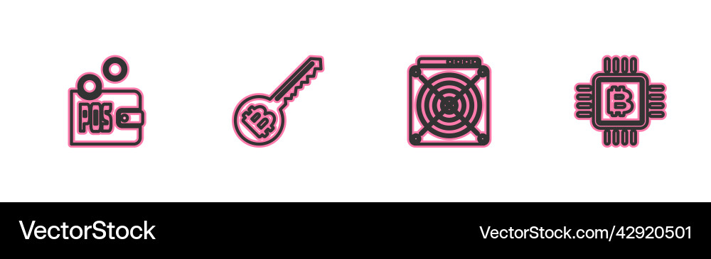 Set line proof of stake asic miner Set line proof of stake asic miner Vector Image