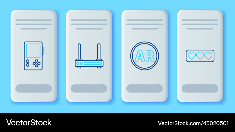 Set line router and wi-fi signal ar augmented Vector Image
