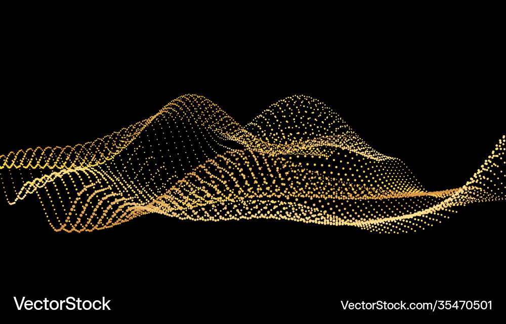 Sound wave from node gold interface big data flow Sound wave from node gold interface big data flow vector image
