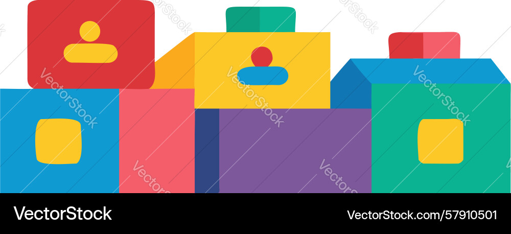 Stacked building blocks for teamwork Vector Image