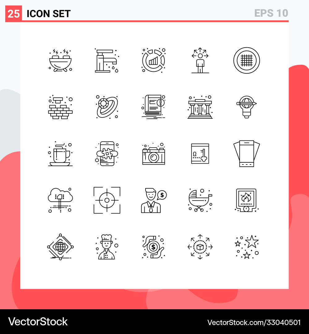 User interface pack 25 basic lines line vector image