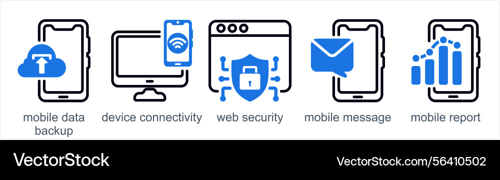 A set of 5 business icons as mobile data backup Vector Image