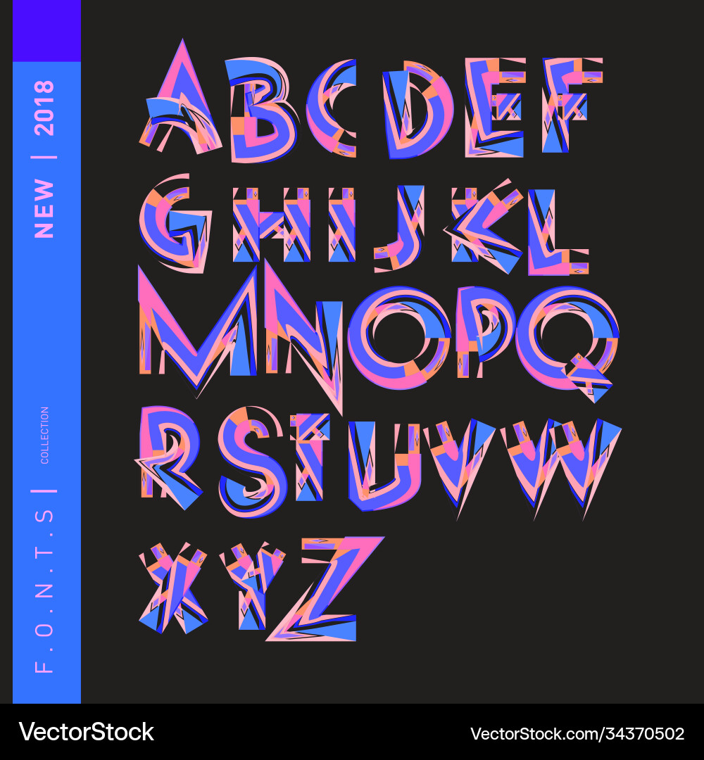 Abstract colorful font and alphabet Royalty Free Vector