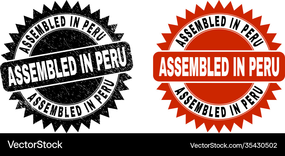 Assembled in peru black rosette seal with unclean Assembled in peru black rosette seal with unclean vector image
