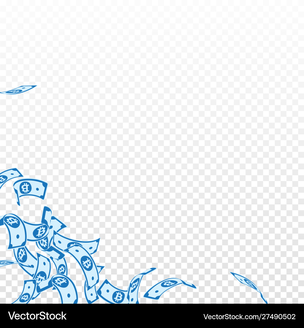 Bitcoin internet currency notes falling floating Vector Image