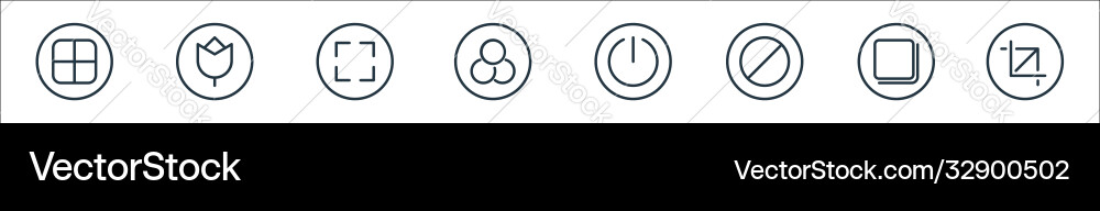 Camera line icons linear set quality Camera line icons linear set quality vector image