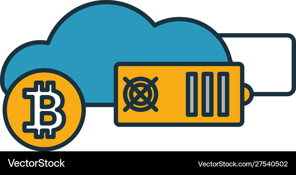 Cloud mining icon set four elements in different Vector Image
