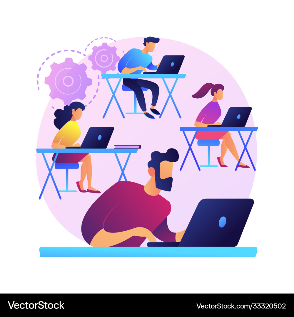 Computer lab abstract concept Computer lab abstract concept vector image