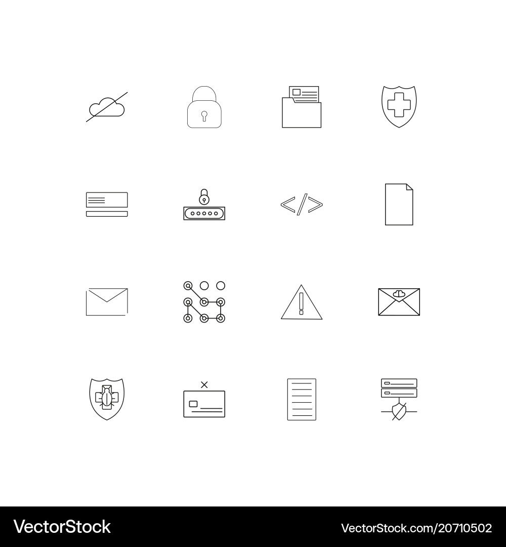 Cyber security simple linear icons set outlined Vector Image