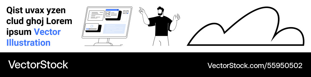 Digital presentation with a person explaining Digital presentation with a person explaining Vector Image