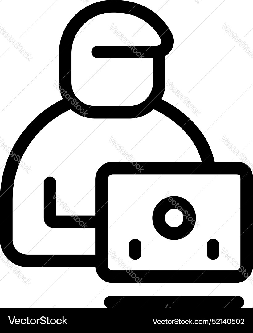 Hacker using laptop for cybercrime and data breach Hacker using laptop for cybercrime and data breach vector image