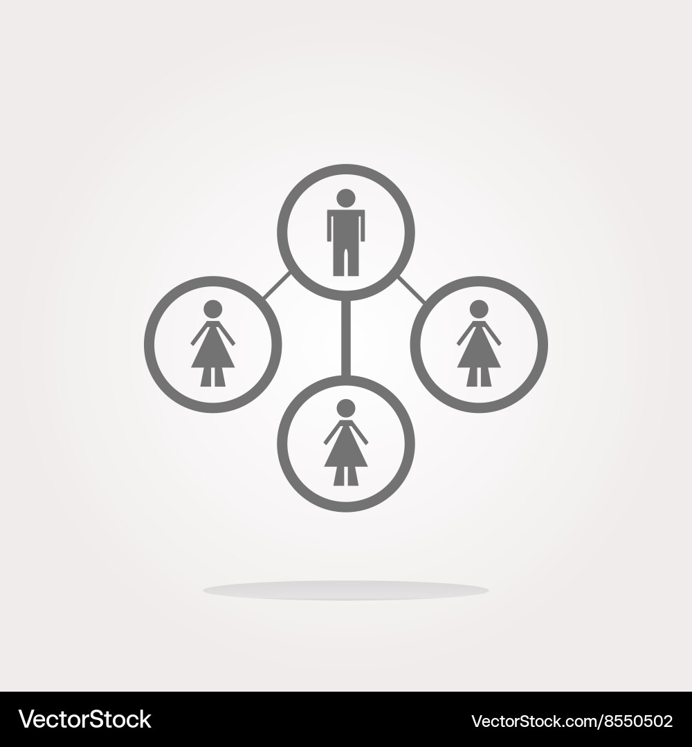 Icon button with network of man inside Vector Image