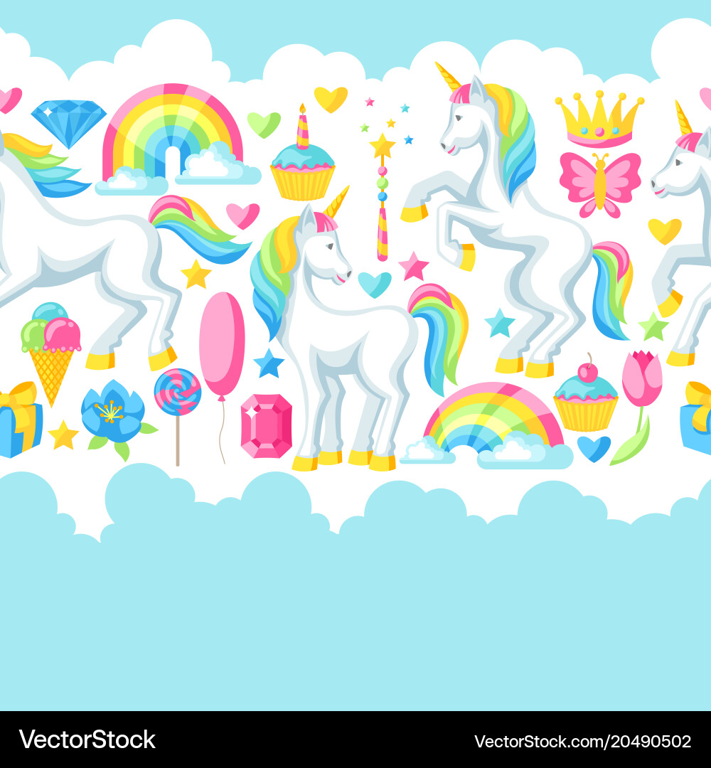Magical Unicorn Seamless Pattern vector image