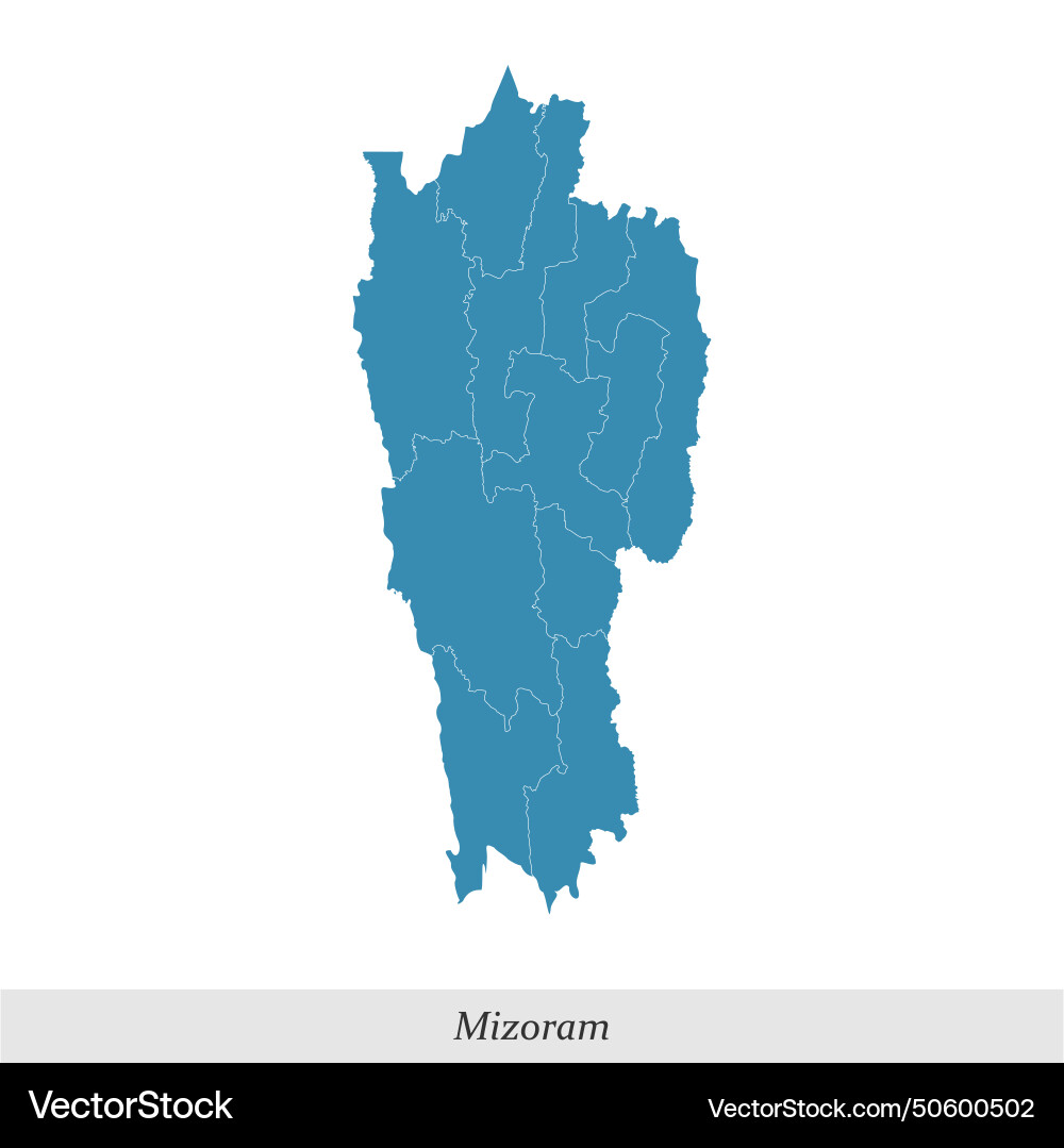 Map of mizoram is a state india with districts Map of mizoram is a state india with districts vector image