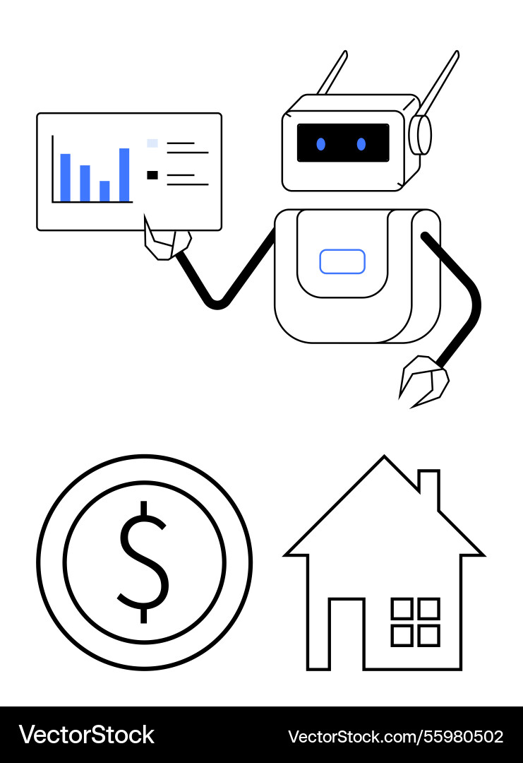 Robot presenting data chart with dollar sign Robot presenting data chart with dollar sign vector image