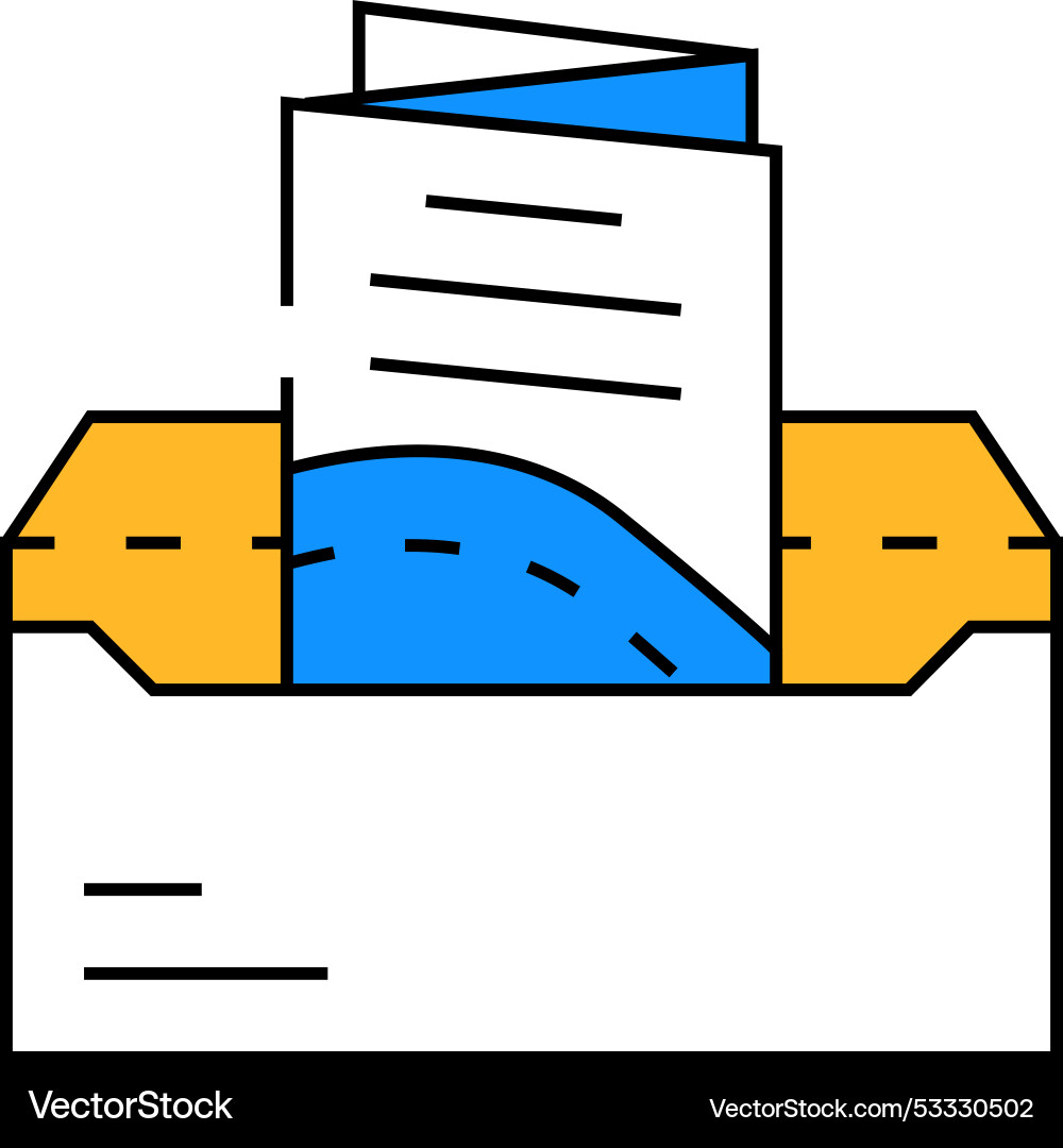 Sending booklet in envelope by mail icon color Vector Image
