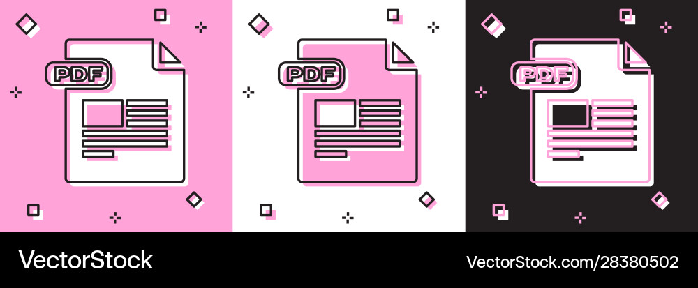 Set pdf file document download button icon Set pdf file document download button icon vector image