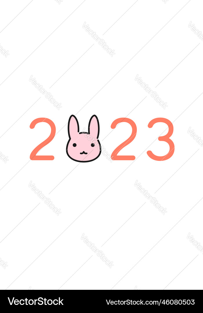 2023 rabbit new years card simple cute 2023 rabbit new years card simple cute vector image