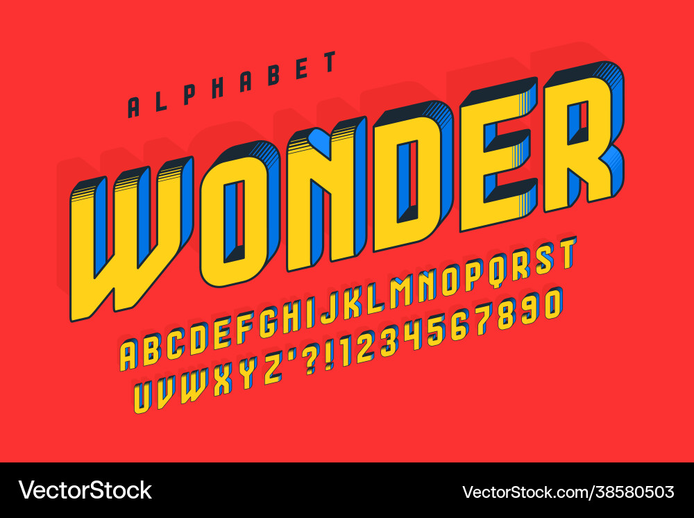 3D Comical Alphabet Font Vector Image