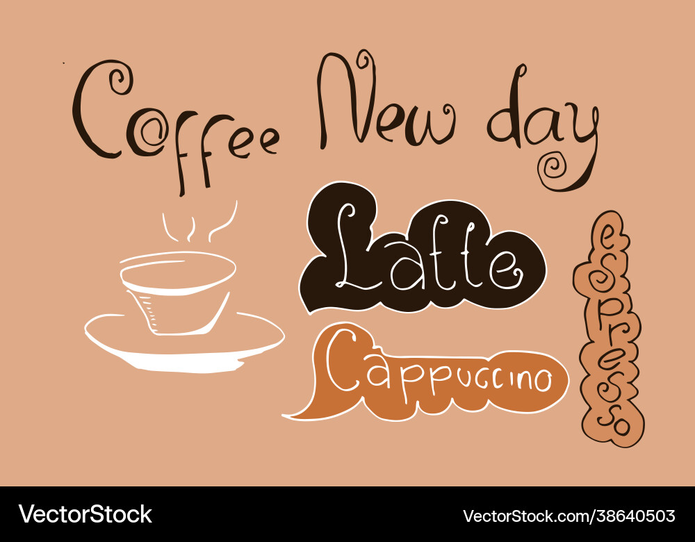 A collection coffee time elements with text Vector Image