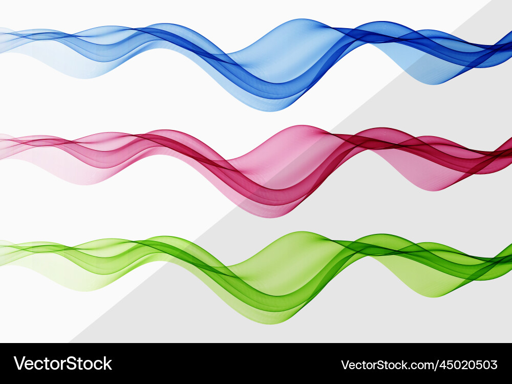 Abstract color waves set of three colored Abstract color waves set of three colored vector image